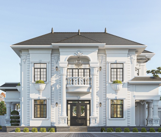 TVL CONSTRUCTION | HOÀN THÀNH THIẾT KẾ KIẾN TRÚC BIỆT THỰ TÂN CỔ ĐIỂN